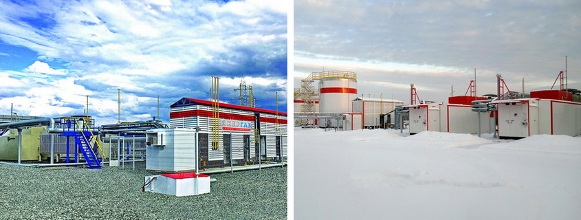 Fuel gas treatment systems for the power supply complexes Usa (on left) and Yarega
